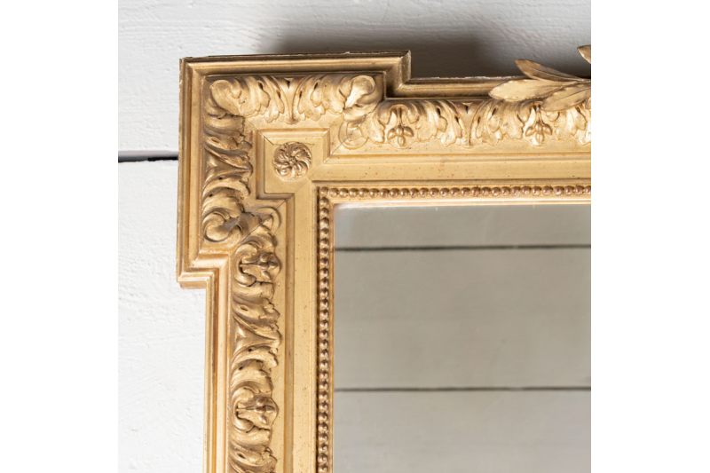 Très grand miroir motifs floraux et petit fronton H. 204 cm - L. 130 cm