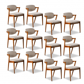 Set of 12 light oak chairs 1960