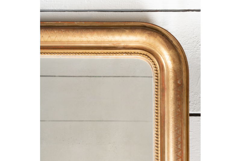 Gilded and engraved wood mirror H. 137 cm - L. 99 cm